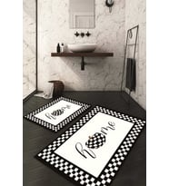 Dijital Baskılı Kaymaz Taban Yıkanabilir 2'li Klozet Takımı Banyo Paspası NDKZ-HS-383 (Beyaz)