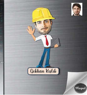 Kişiye Özel Mühendis Erkek Ahşap Magnet -1