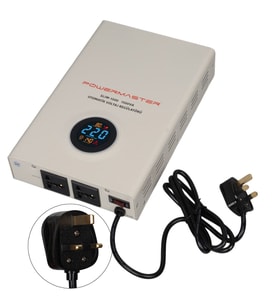 Powermaster SLIM-1500 Otomatik 1500VA Kombi Voltaj Regülatörü (İngiliz Fişli Ve Evrensel Çoklu Soketli)