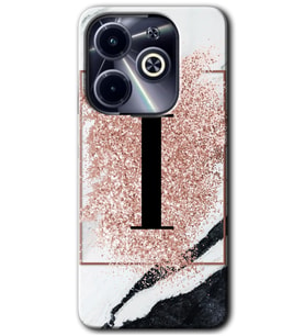 İnfinix Hot 40i Kılıf HD Desen Baskılı Kılıf - Pembe Mermer Desenli İ Harfi