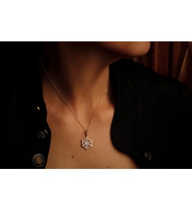 Kristal Çiçek Kolye (Rose - Gold)