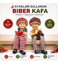 Ayakları Sallanan Biber Kafalar Biblo 15 CM Dekoratif Ev Ofis Hediyesi Masa Süsü Premium Obje