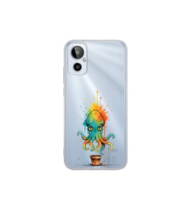 General Mobile 23SE ile uyumlu Splash ahtapot tasarımlı şeffaf silikon kılıf
