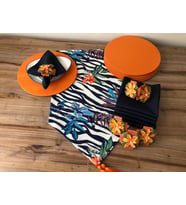 SOFRA SUNUM SETİ LACİVERT ZEBRA DESENLİ (Krem)