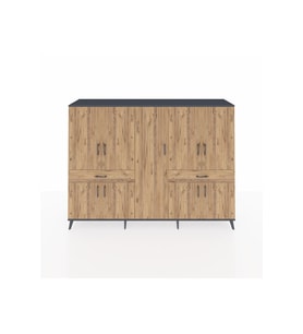 Hyperion Dolap 12 Raflı 2 Çekmeceli 8 Kapaklı 220x44x163 Antrasit-Çam