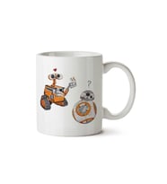 Two Robots Wall e and BB8 Star Wars iki Tarafı Baskılı Kupa Bardak