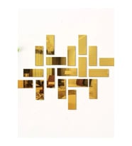 Tuğla Desenli Dekoratif Aynalı Pleksi 10'lu Duvar Dekorasyon Her Biri 5x20 Cm (Gold)