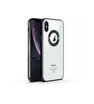 Apple iPhone X / XS Kılıf Logo Yeri Açık Kamera Lens Korumalı Renkli Kenarlı Şeffaf Silikon (Siyah)