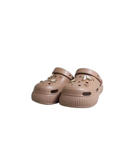 AkınalBella E427 Kadın Taşlı Tokalı Pastel Kahverengi Terlik