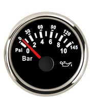 YAĞ BASINÇ GÖSTERGESİ 10 BAR SİYAH ÇAP 52mm 12/24v TEKNE YAT