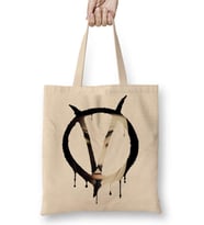 Symbol V With Mask V For Vendetta Bez Çanta Uzun Saplı