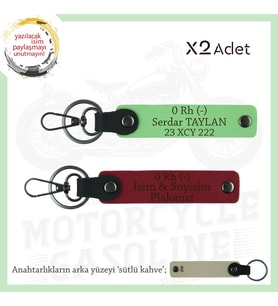 Motor Tutkunlarına, İsim Plaka ve 0 Rh (-) Kan Grubu Yazılı x2 Anahtarlık Hediye, Kırmızı-F Yeşil-SK (Çok Renkli)