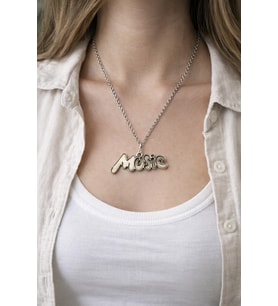 Music Yazılı Metal Unisex Kolye