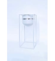 Beyaz Metal Saksı Dikdörtgen Ayaklı Gümüş Dekoratif Çiçeklik Saksılık 50x21cm