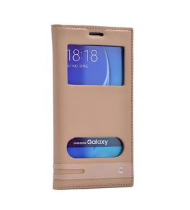 Huawei Honor 5C Kılıf Elite Pencereli Kapaklı Kılıf (Gold)