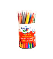 Pensan Kidz Fırça Uçlu Keçeli Kalem 20 Renk Kavanozlu PNKDZ4000 (Çok Renkli)