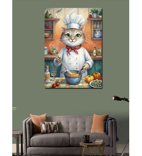 Kanvas Tablo Aşçı Kedi