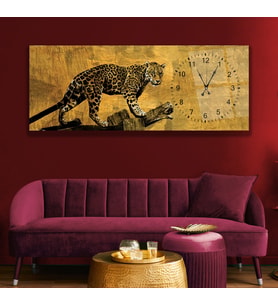 Saatli Leopar Cam Tablo