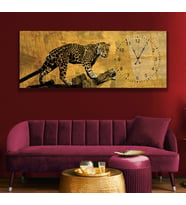 Saatli Leopar Cam Tablo