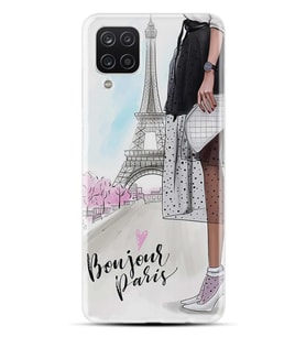 Kılıfland Samsung Galaxy A12 Kılıf Desenli Silikon Resimli Kapak Bonjour Paris Kılıf 1419