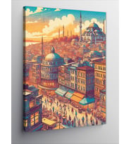 Kanvas Tablo Sonbaharda Cami Ve Şehir