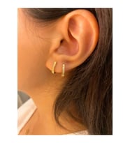 925 Ayar Gümüş 14 K Gold Renk J Küpe