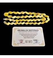 Orjinal Sertifikalı Balık Sırtı Model Rus Damla Kehribar Yetişkin Kolye Lt1468 (Sarı)