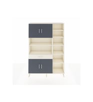 Arges Dolap 10 Raflı Tek Çekmeceli 4 Kapaklı 132x30x195 Aytaşı-Antrasit/Aytaşı