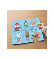 Sevimli Noel Hayvanları Tasarımlı 24 Parça Ahşap Çocuk Puzzle MPK0247