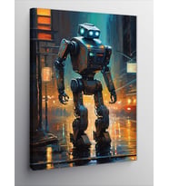 Kanvas Tablo Şehirdeki Robot