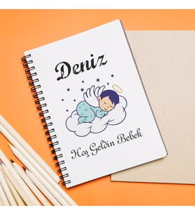 Hoş Geldin Bebek Tasarımlı Defter Kişiye Özel
