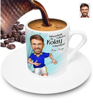 Nihayetinde Taraftar Kolay Yetişmiyor Kişiye Özel Karikatürlü Türk Kahvesi Fincanı (Beyaz)