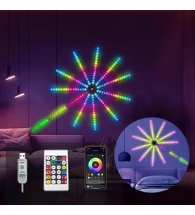 Sunup SN-22231 Bluetooth Havai Fişek LED Seti Sese Duyarlı RGB Rengi Akıllı Şerit Işık 200+ Efektli Oda Aydınlatma