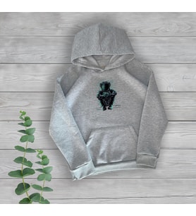 Astronot Göğüs Baskılı Unisex Oversize Gri Sweatshirt