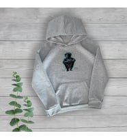 Astronot Göğüs Baskılı Unisex Oversize Gri Sweatshirt