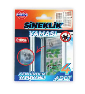 Sineklik Yaması Sineklik Tamir Bantı Kendinden Yapışkanlı 10x10cm 4Adet 1 Paket