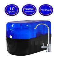 10 Aşamalı Pompalı Su Arıtma Cihazı  Vontron Membranlı 12 LT Metal Tanklı