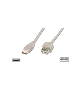  5 M USB 2.0 to USB 2.0 Erkek-Dişi AWG28 UL Bej USB 2.0 Uzatma Kablosu