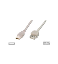  5 M USB 2.0 to USB 2.0 Erkek-Dişi AWG28 UL Bej USB 2.0 Uzatma Kablosu