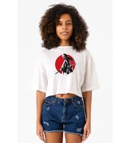 Rurouni Kenshin Samurai Logo Beyaz Kırçıllı Kadın Crop Tshirt
