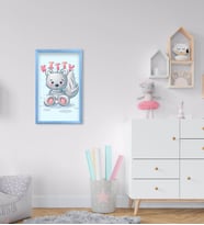 BK Home Kitty Tasarımlı Dekoratif Mavi Ahşap Çerçeveli Çocuk Odası Tablo-1