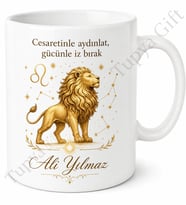 Aslan Burcu Temalı Baskılı Kupa Bardak Astroloji Hediye