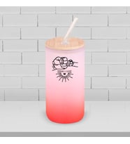 BK Gift İsimli Dad Tasarımlı Kırmızı Renk Pipetli Buzlu Cam Bardak 600ml - 8, Babaya Hediye, Doğum Günü Hediyesi