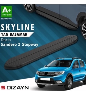 S-Dizayn Dacia Sandero 2 Stepway Skyline Siyah Yan Basamak 173 Cm 2013-2020 A+ Kalite