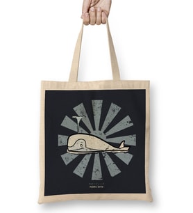 Moby Dick Retro Japanese Bez Çanta Uzun Saplı