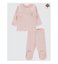 Civil Baby Bebek Organik Pijama Takımı 0-6 Ay Ekru (Pembe)