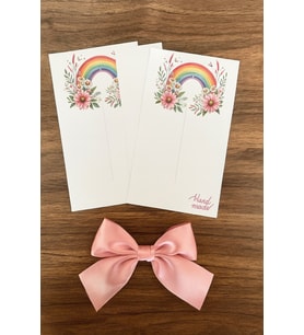 10 Adet Kesikli Toka Kartı - Kalın Kuşe (5994) Bandana Kartı - 9x14cm - Çiçekli Gökkuşağı - TOKA YOK