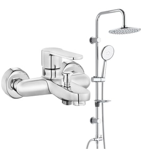 ECA Nita Banyo Bataryası+T-MAY Banyo Bostan Oval Tepe Duş Takımı Seti Paslanmaz  (Krom)