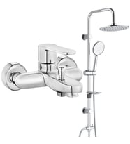 ECA Nita Banyo Bataryası+T-MAY Banyo Bostan Oval Tepe Duş Takımı Seti Paslanmaz  (Krom)