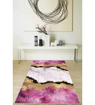 Fuşya Mermer Desenli Kaymaz Tabanlı Dekoratif Halı RV115 - 100 x 160 cm